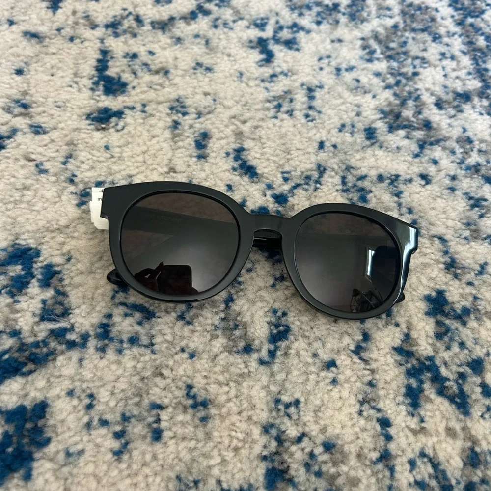 YSL Saint Laurent black acetate monogram sunglasses SL M15 black /grey/gold